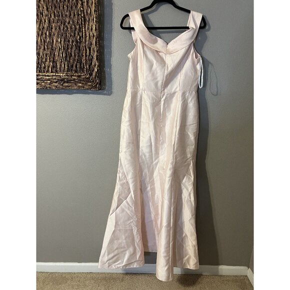 Alfred Sung 14 Formal Blush Pink Off Shoulder Trumpet Gown Front Slit D760 NWT - Picture 4 of 8